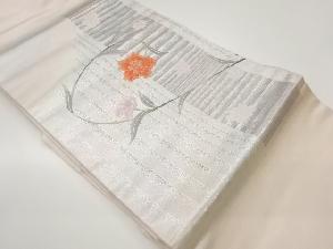 花葉に幾何学模様織出し名古屋帯